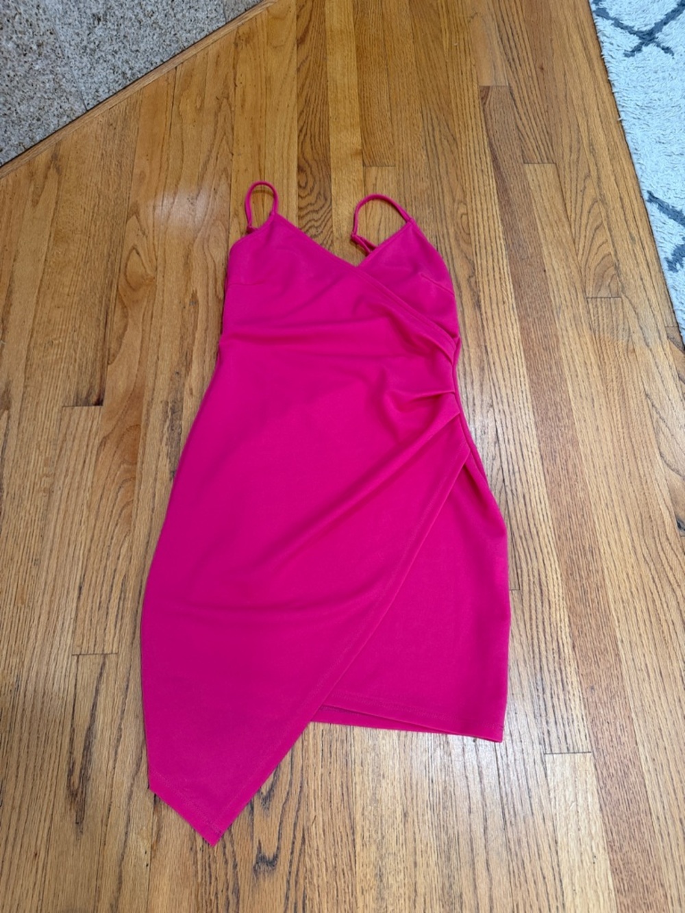Fuchsia Wrap-Front Spaghetti Strap Dress